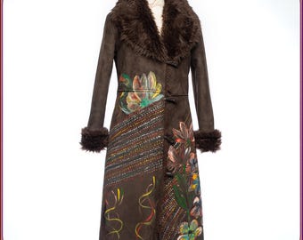 70年代風のシャギーフェイクファーヴィーガンコート。ヴィンテージで