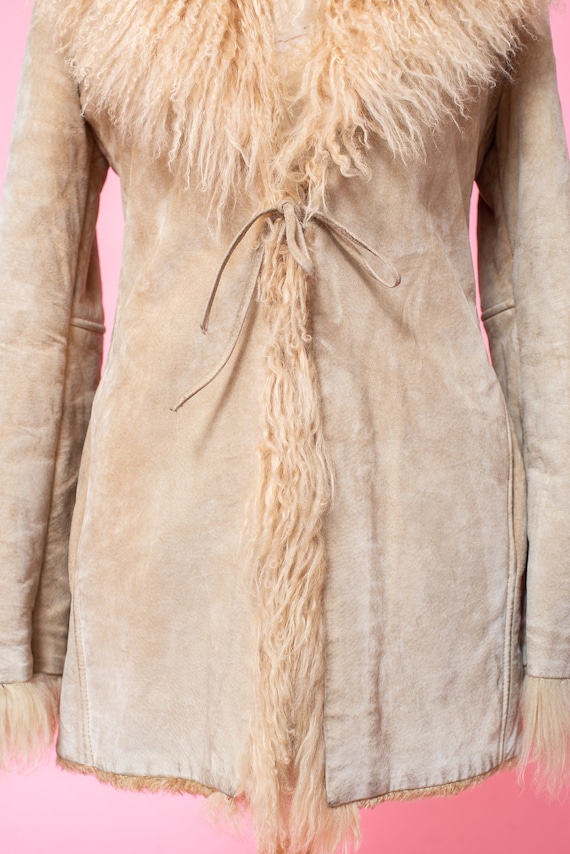 Vintage Red Suede Mongolian Fur Penny Lane Coat (S/M)