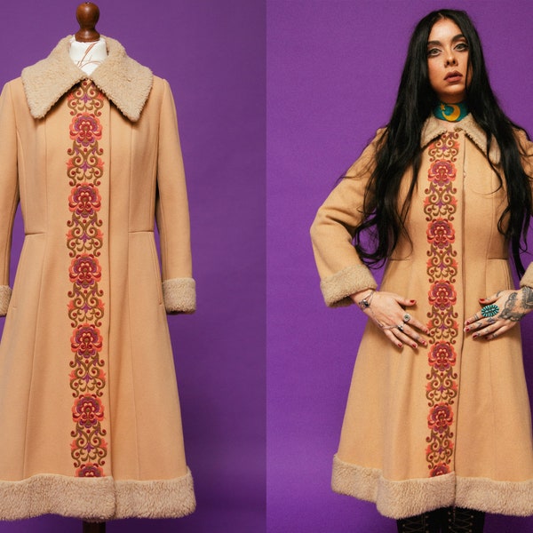 Vintage Embroidered Collar Wool Coat SUY0022