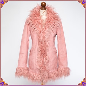 AMAZING 70s inspired AFGHAN COAT! Vintage Penny Lane faux mongolian tibetan  lamb fur vegan Daisy Jones boho hippie Size small