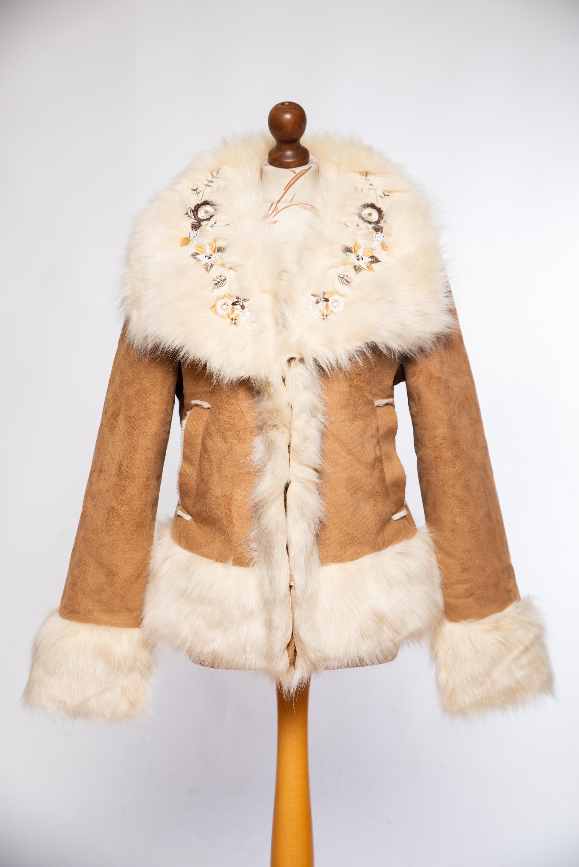 Lovely 90's Does 70's Afghan Embroidered Vegan Coat. Penny Lane