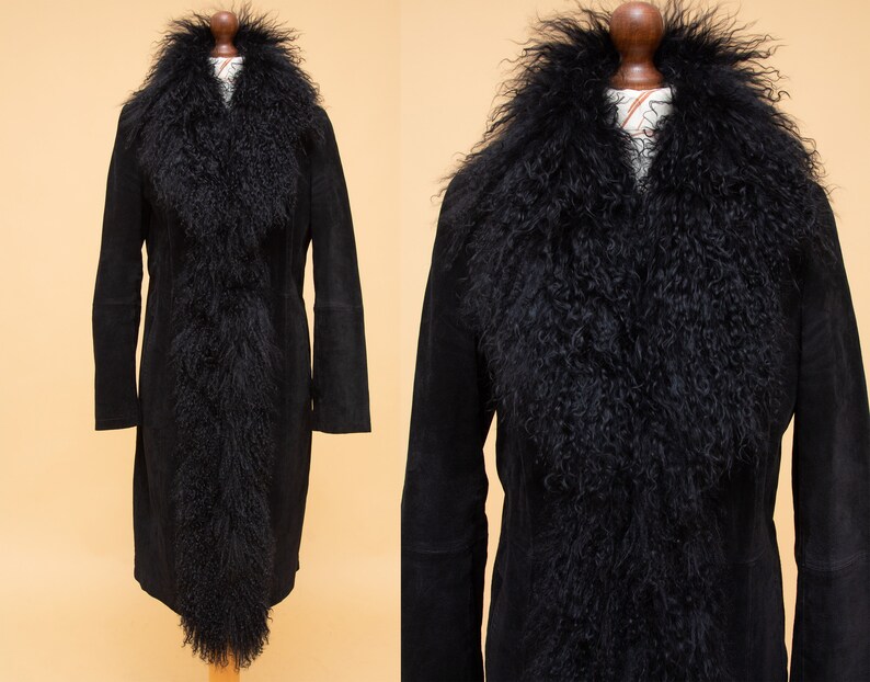 Vintage INSANE BEAUTIFUL 60s 70s style suede leather & mongolian tibetan sheep fur coat. One of a kind! Penny Lane coat! So so amazing! 