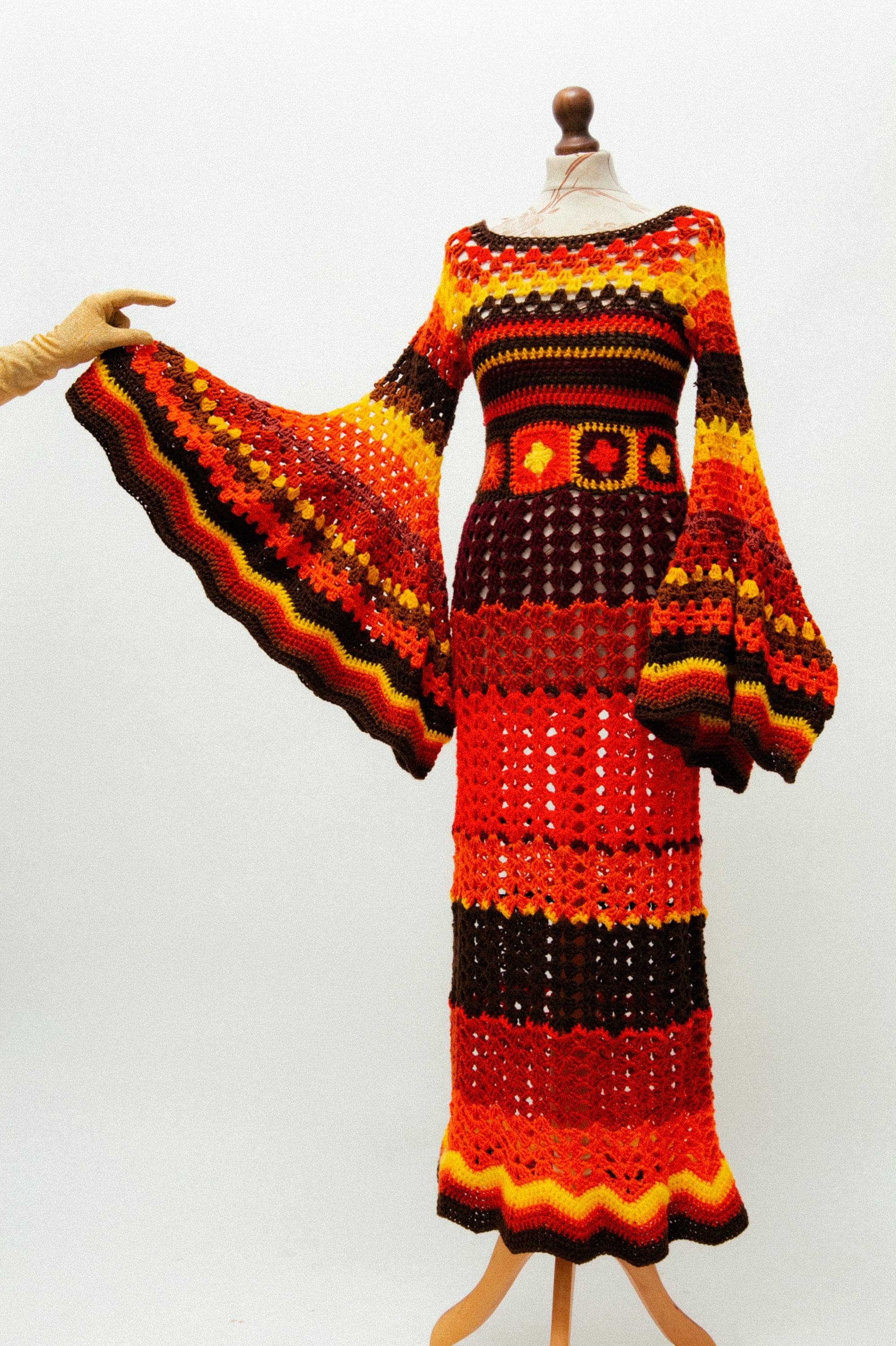 white christmas dresses Neon Isles Long Sleeve Crochet Dress - Light Orange main image 1