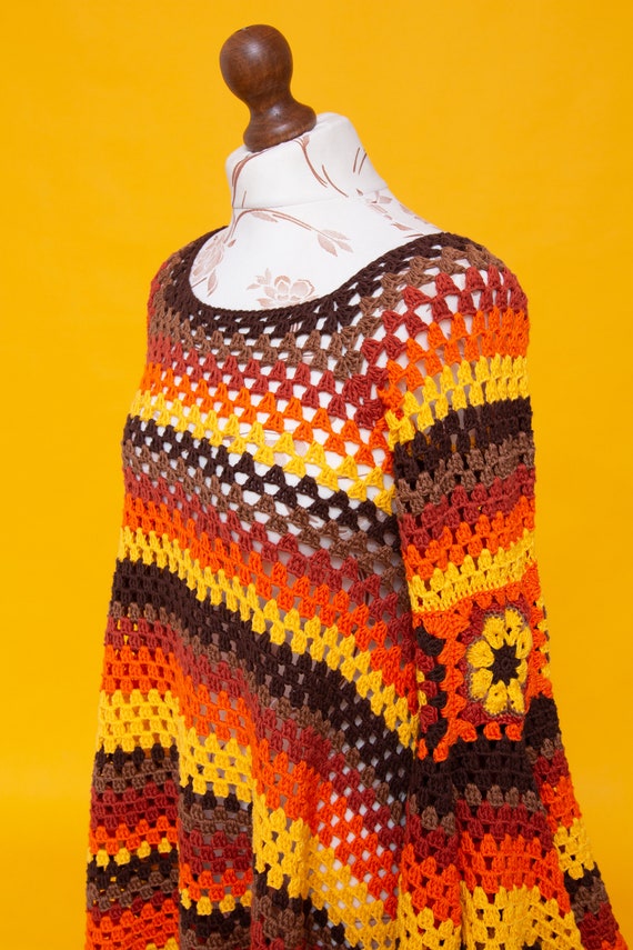 Crochet Festival Dress Rainbow Patchwork Cotton Dramatic Bell Sleeve  Vintage 70s Lolita Fairy Bohemian Boho Hippie Retro Beach Sweater Dress -  Etsy