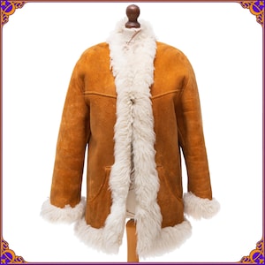 Vintage original 1960&#39;s 1970&#39;s woodstock sheepskin shearling hippie coat. 70s fur coat. Size M/L