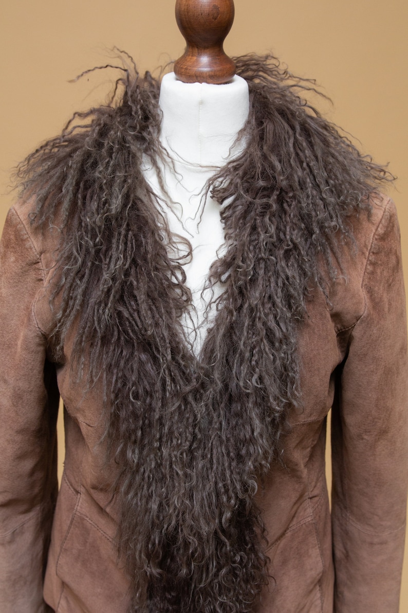 So so magical! Spectacular 1970/'s style suede leather /& mongoliantibetan long hair fur coat