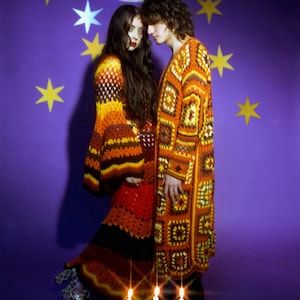 ULTRA RARE vintage inspired hand crocheted 70s EUPHORIA I maxi dress. 100% handamade dress. 60s 70s psych mod crochet dress.