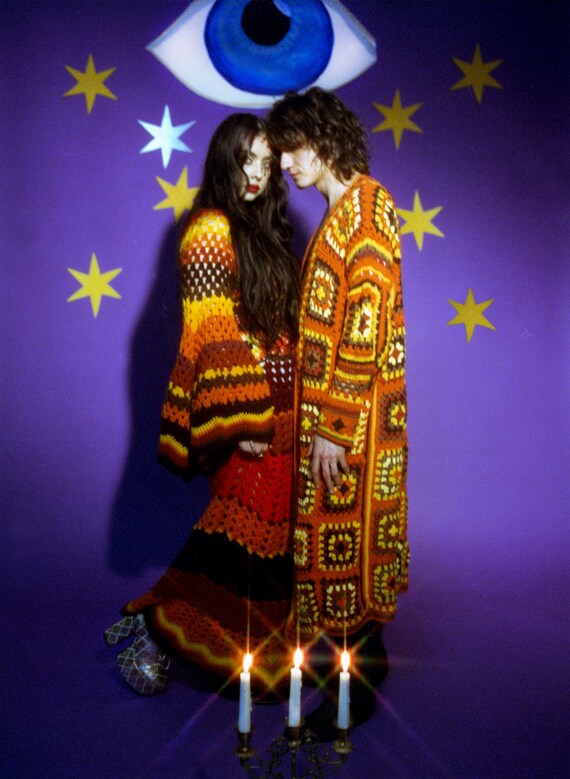 Retro Crochet Dress Handmade Bell Sleeve Psychedelic Love Witch Neon Hand Knitted Boho Hippie Whimsigoth Festival Mermaid Fairy Dress - Etsy Retro Crochet Dress Handmade Bell Sleeve Psychedelic Love Witch Neon Hand Knitted Boho Hippie Whimsigoth Festival Mermaid Fairy Dress - Etsy