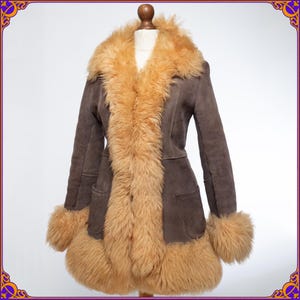 ICONIC authentic vintage 60s 70s real lamb fur afghan coat. Penny Lane Hippy Hippie Boho Woodstock sheepskin Daisy Jones coat. Size xs/s