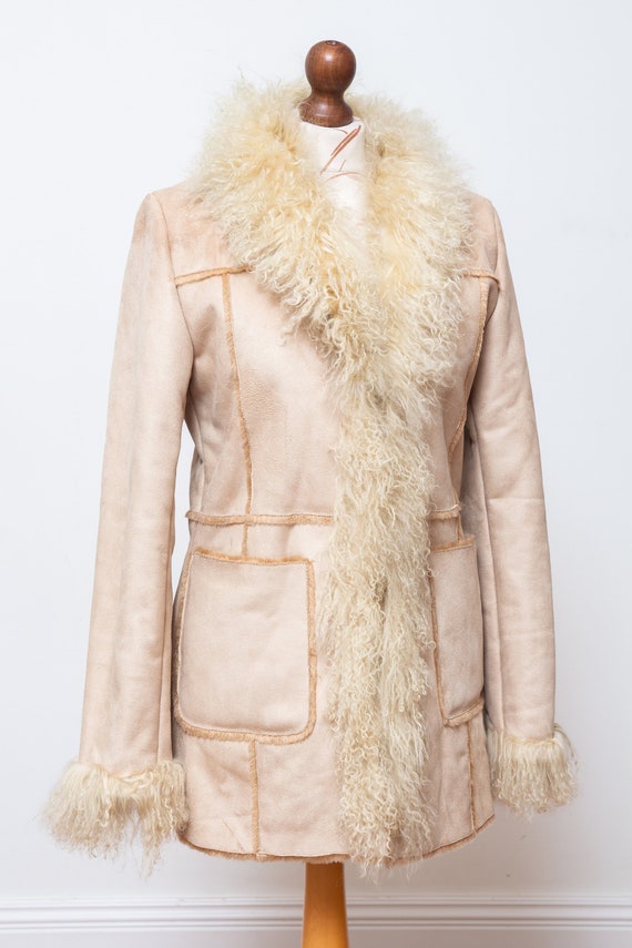 Penny Lane coat! 1970's style faux shearling & mo… - image 8