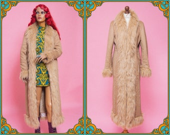 PENNY LANE COAT! Absolutely stunning vegan faux fur coat. 70s inspired maxi hippie coat