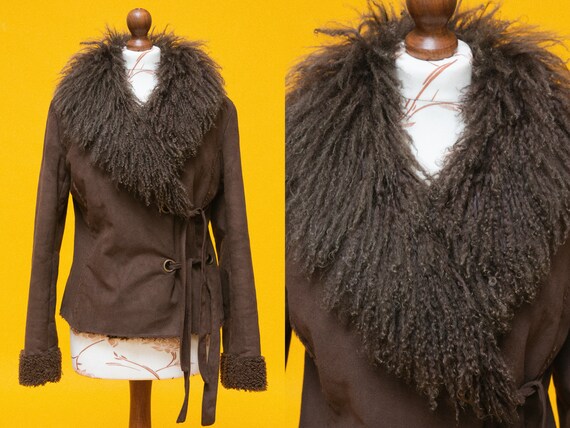 Beautiful vintage 1970's style faux suede & mongol