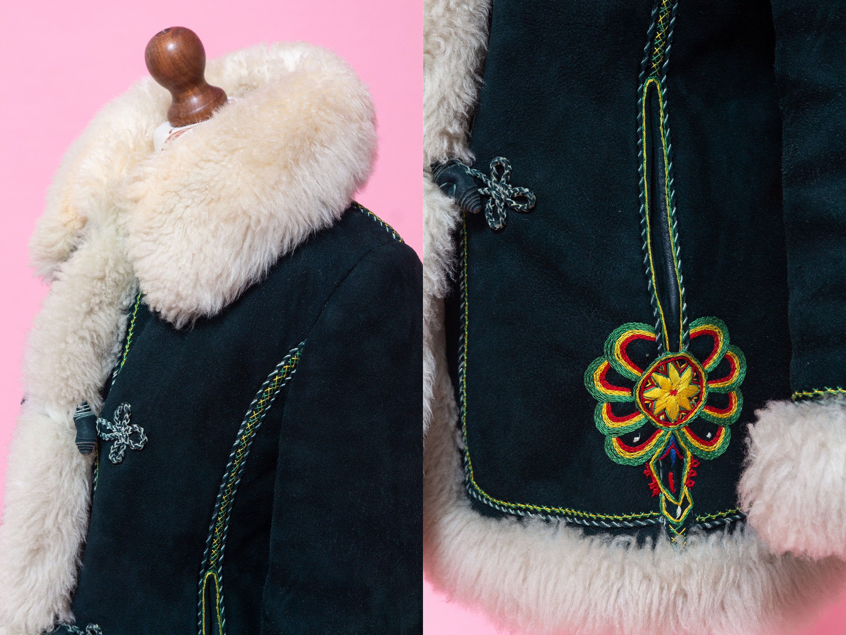 Vintage 70s Afghan Coat Jacket Shearling Sheepskin Russian -  Norway