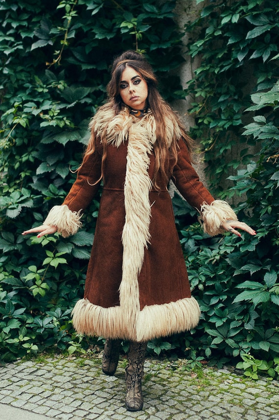 epine エピヌ feminine fur collar long coat epine エピヌ feminine fur collar long coat