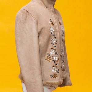 Wonderful 1960s 1970s inspired embroidered vegan suede jacket image 6