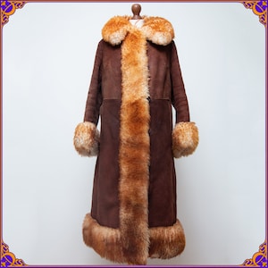 Original 60s 70s  Vintage Afghan Hippy Suede Shearling Sheepskin Coat. Extremely Rare lamb fur coat. Afghan coat. Penny Lane coat. Size L