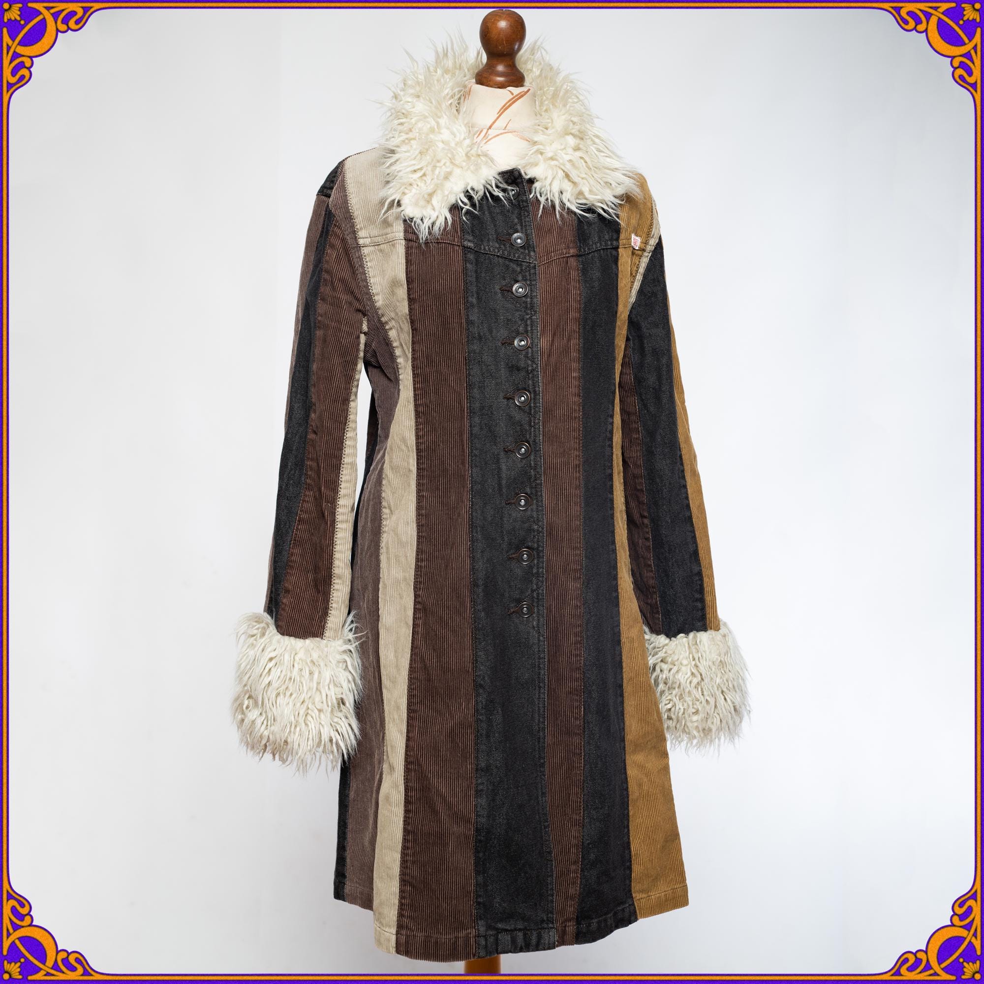Shaggy 1970s Style Jeans & Faux Fur Vegan PENNY LANE Coat
