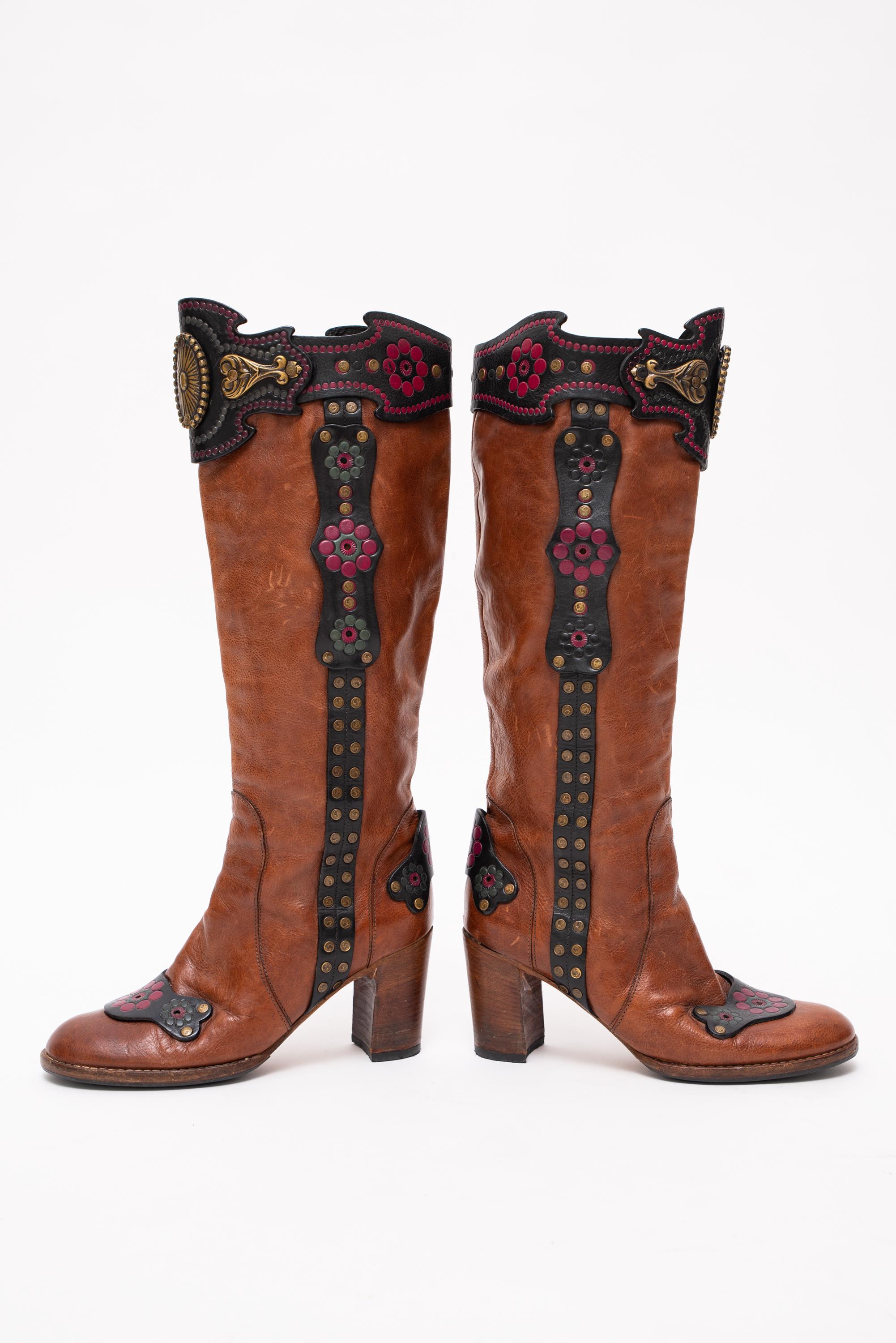 レア　ANNA SUI ヴィンテージ　ブーツ　厚底 Vintage Anna Sui Cowboy Boots Rare Collector Designer Runway Over