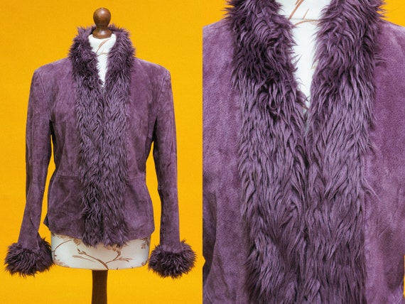 Beautiful 60s 70s purple suede leather & faux fur