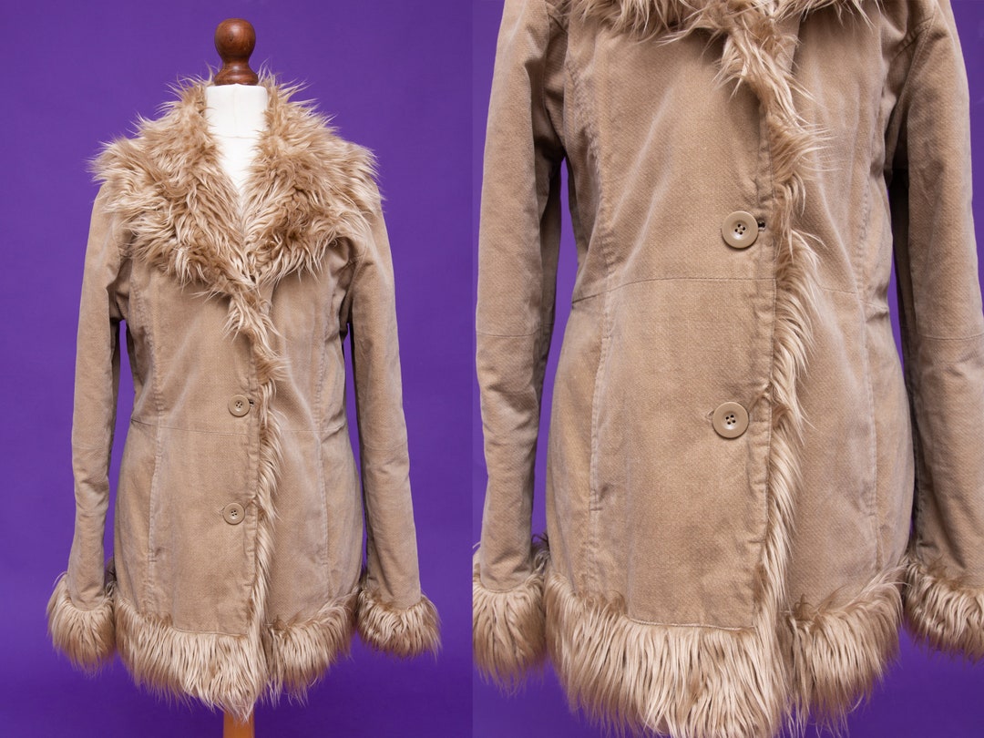 Penny Lane Coat Beautiful 1970s Inspired Corduroy & Faux Fur Vegan Coat Etsy