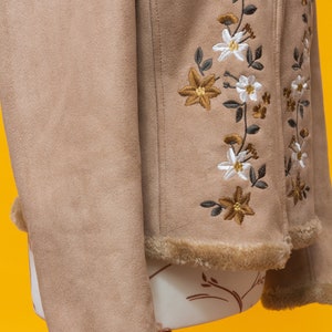 Wonderful 1960s 1970s inspired embroidered vegan suede jacket image 7