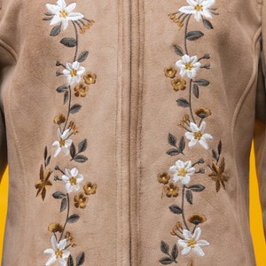 Wonderful 1960s 1970s inspired embroidered vegan suede jacket image 4