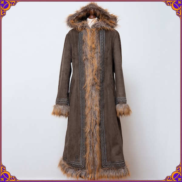 Penny Lane coat! ! Super cute & super groovy fluffy vegan faux fur coat with hood and embroidered details. 70s woodstock hippie boho coat XL