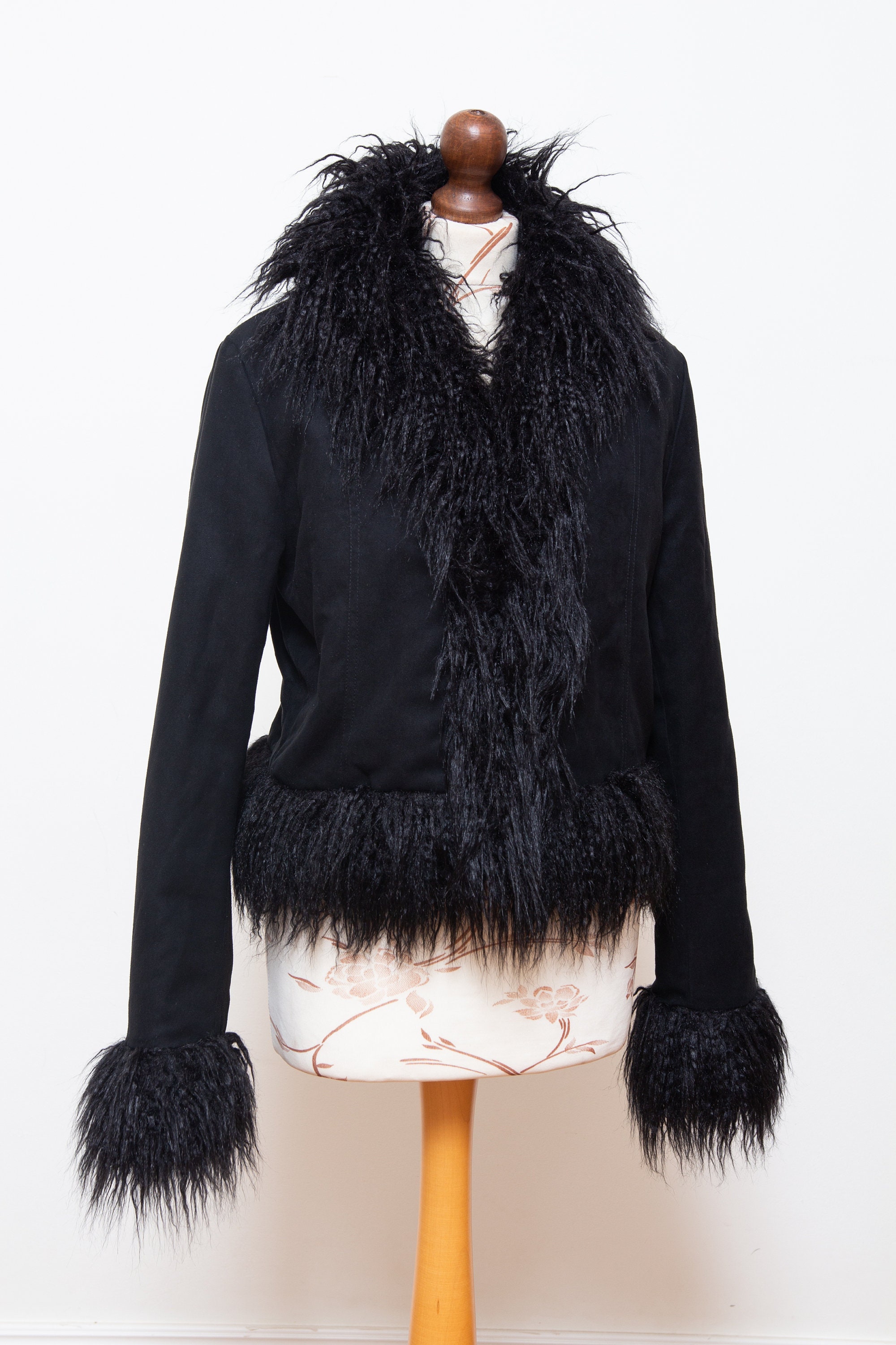 Vintage Y2k Faux Fur Vegan Jacket 2000s Penny Lane Style Fluffy