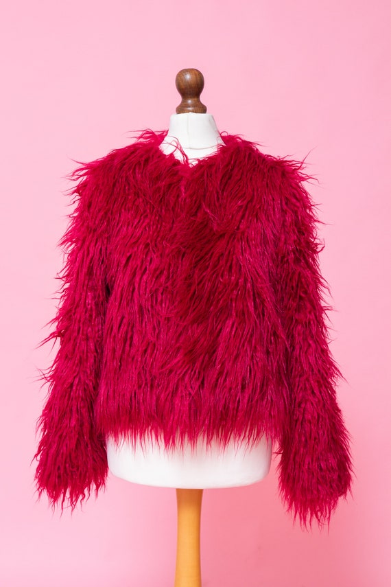 Glamorous faux fur vegan jacket. 70s fur. Studio … - image 2