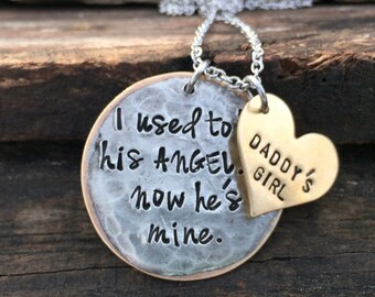 Memorial Necklace I To Be His Angel Now He S Mine Bereavement Gift Father Sympathy Loss Of Personalized Name