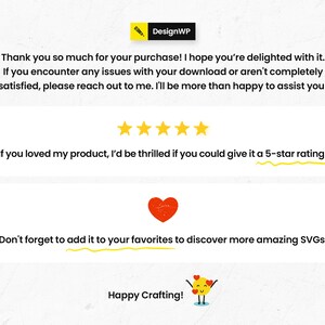 May include: A white graphic with text that says "Thank you so much for your purchase!" and "Happy Crafting!" along with a red heart and yellow stars. The DesignWP logo is in the top left corner.