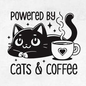 Cat and Coffee SVG: Funny Black Cat Cut File (Digital Download)