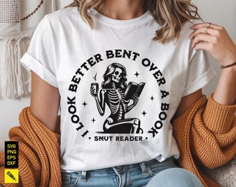 Esqueleto de lector obsceno SVG: Diseño divertido de Booktok (descarga digital)