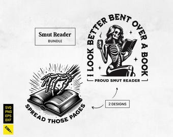 Paquete SVG de Smut Reader: Diseños divertidos de esqueletos literarios (descarga digital)