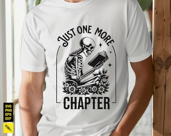 Libro de lectura con esqueleto SVG: Regalo floral para amantes de los libros (archivos digitales)