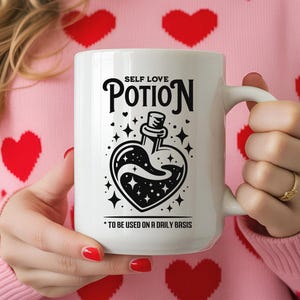 Valentine Self Love SVG, Love Potion Svg, Self Care Motivational Svg, Heart Magic Bottle PNG, Gift for Friend Cut File (Digital Download)
