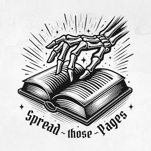 Smut Buch SVG | Verbreite diese Seiten Zitat SVG | Lustiges Buch-Liebhaber SVG | Geschenk für Leser Png | Skelett Hand und Lesezeichen-Svg-Dateien