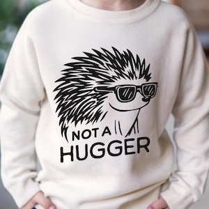 Funny Hedgehog Clipart SVG: Not a Hugger Introvert Shirt Design (Digital Files)