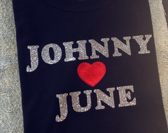 Johnny Loves June Custom Soft Semi-fitted Adult Unisex T-Shirt Johnny Cash June Carter