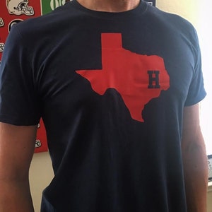 Navy Houston Texans Inspired Soft Semi-fitted Adult T-Shirt