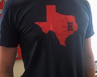 Navy Houston Texans Inspired Soft Semi-fitted Adult T-Shirt