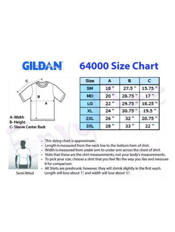 Gildan Softstyle Size Chart