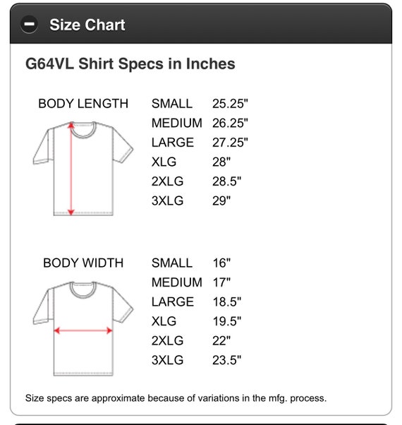 Gildan Softstyle Size Chart