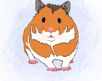 Cartoon Hamster custom pet portrait! [Digital Download/Print] Personalised gift, Pet lovers gift, pet portrait, art