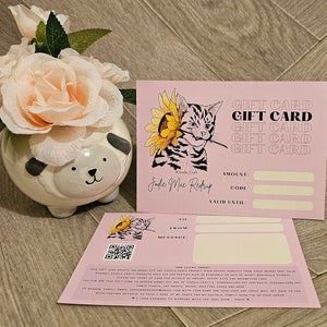 Carte-cadeau | Bon cadeau | JazzleCraft | Portrait d'animal de compagnie | Cadeau pour amoureux des animaux | Cadeau