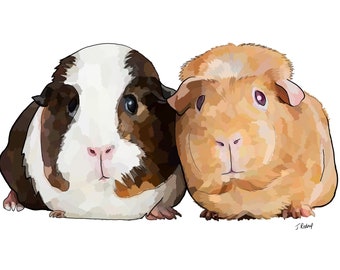 Cartoon Guinea pig custom pet portrait! [Digital Download/Print] Personalised gift, Pet lovers gift, pet portrait, art