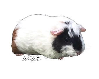 Detailed Guinea pig custom pet portrait! [Digital Download/Print] Guineapig lovers, Personalised gift, Pet lovers gift, pet portrait, art