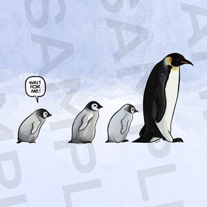 Penguin Family Artwork [digital download print your own file] poster print, art print