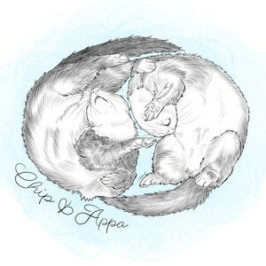 Line Art Ferret custom pet portrait! [Digital Download] Personalised gift, Pet lovers gift, animal portrait, pet portrait, art