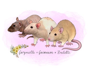 Detailed Rat custom pet portrait! [Digital Download/Print] Rat lovers, Personalised gift, Pet lovers gift, pet portrait, art